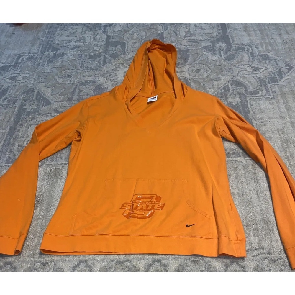 Women's Oklahoma State‎ University OSU NCAA Hooded V Neck Shirt Nike SZ Large